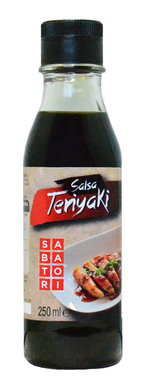 Botella de cristal de salsa teriyaki de 250 ml